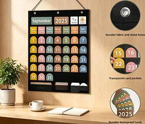 Calendario mensual grande estilo bohemio, tabla de bolsillo, tabla meteorológica para actividades de aprendizaje de estudiantes en el aula, preescolar y en casa. - Product Image 1