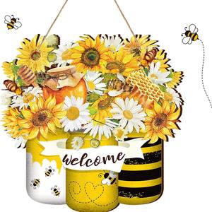 Vietnam Abeille Heureux Décor À La Maison Mur Art Décoration Citation Positive Bois Suspendu Signe Encouragement Cadeaux pour Ferme Style - Product Image 4