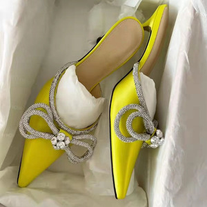 Zapatos de Tacón con Pedrería, Elegantes y Sensuales, con Lazo Grande, para Mujer, en Verde y Plateado, 1 Par - Product Image 3