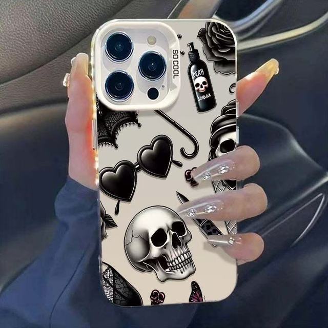 Personalized and Creative Skull Love Anti Shock Phone Case for iPhone 17 Air 16 Pro 15 Pro Max15 14 13 12 11 Phone Case