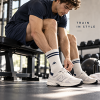 Chaussettes de sport personnalisées avec logo, chaussettes athlétiques rayées vintage, chaussettes en coton respirant tricotées, fabricant OEM ODM, marque privée