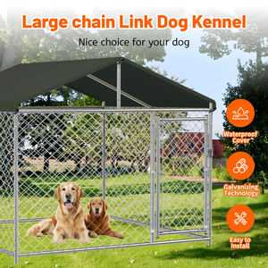 Perrera grande para perros al aire libre de 10x10 pies, techo impermeable, cadena galvanizada, carcasa para perros, marco de Metal para todo tipo de clima - Product Image 6