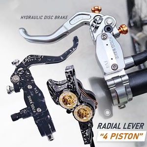Kit de frein à disque <span class=keywords><strong>hydraulique</strong></span> pour vélo <span class=keywords><strong>VTT</strong></span> avec rotors de 180 mm, étriers à 4 pistons en aluminium, levier radial pour Frog Wake FV4-L - Product Image 1