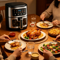 Friteuse à air Clear View avec panneau tactile intelligent 360 °   Appareil de cuisson de comptoir à circulation d'air chaud pour la cuisine domestique
