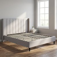Lit capitonné en tissu doux et réglable, design moderne, taille King/Queen, panneau multicouche en pin, couleur personnalisable, installation simple