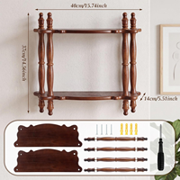 Étagère murale flottante en bois à double niveau, design détachable, marron vintage, pour rangement décoratif mural, cuisines, salles de bain