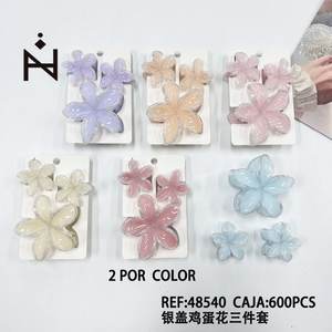 Fermagli per capelli Tz Silver con fiore a forma di uovo, 6 cm, in resina, stile dolce, per uso quotidiano da donna, 2 per colore, scatola da 600 pezzi - Product Image 1