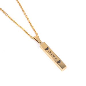 <strong>Metal</strong> <strong>Choker</strong> Stainless Steel Blank 18k Gold Plated Vertical Bar Pendant Name Necklace for Men - Product Image 3