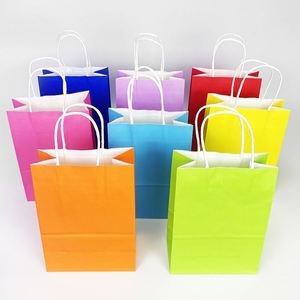 Bolsas de Papel Kraft Ecológicas Personalizadas en Color Verde, Marrón, Blanco y Amarillo para Tiendas de Artesanía y Comida Rápida, con Asas - Product Image 1