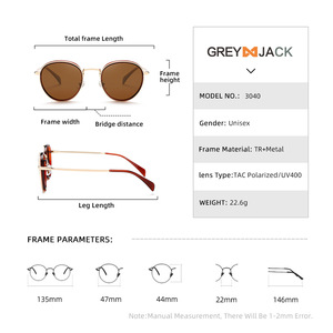 Gafas de Sol Redondas de Estilo Europeo Americano, Retro, Metálicas, Unisex, UV400, Polarizadas Tipo 3, Lentes TAC - Product Image 2