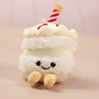 Pendentif porte-clés en peluche Kawaii en forme de pain, jouets en peluche doux, breloque gâteau d'anniversaire en peluche