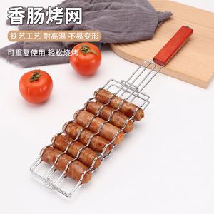 ที่คีบไส้กรอกสแตนเลสแบบถอดได้ ด้ามไม้ สำหรับย่างไส้กรอก แฮม บาร์บีคิว - Product Image 3