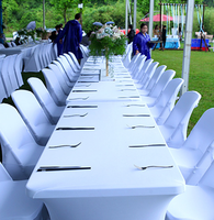 Table pliante portable 6 pieds, blanche, rectangulaire, en plastique, mobilier d'extérieur, pliable, pour banquet, restauration, camping