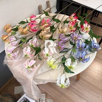 Bunga Buatan Cabang Panjang Cetak 3D 3 Kepala Gladiolus Flame Lily Dekorasi Pernikahan