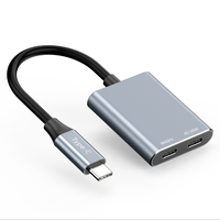 Hub USB-C 2-en-1 8K 60Hz avec sortie vidéo et charge PD 100W pour lunettes AR, téléphone, tablette, ordinateur portable et moniteur