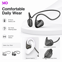   Casque audio à conduction osseuse sportif avec connexion multipoint 5.3, autonomie de 8 heures, réduction du bruit, prise en charge de la musique et fonction d'appel