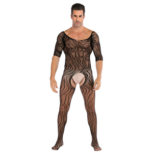 Medias de cuerpo completo de malla sexy para hombre, de manga corta, al por mayor - Product Image 2