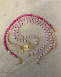 قلادة مطرزة بالخرز الوردي مع قلادة مصنوعة يدويًا عالية الجودة مقاومة للماء مجوهرات آلهة الشتاء قلادة مطرزة - Product Image 4