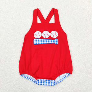 Ensemble décontracté brodé écologique pour enfants : haut rouge et short à carreaux assorti – Vêtements assortis pour frères et sœurs en gros - Product Image 2