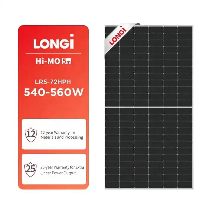 Longi 태양 전지 패널 550 와트 단결정 PV 모듈 545W 550W 555W 태양 전지 패널 가격 긴 케이블