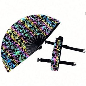 พัดพับสะท้อนแสง ลายดาวโฮโลแกรม พร้อมที่วางพัด มีสินค้าในสต็อก - Product Image 4