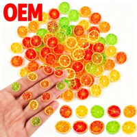 Cabochons en résine personnalisés OEM ODM, tranches d'agrumes 3D, miniatures d'orange, citron, citron vert, breloques de fruits pour maison de poupée, miniatures de gâteaux DIY pour filles