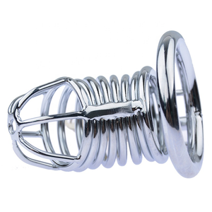 Acero inoxidable Bondage Lock Pene Juguete sexual Dispositivos de castidad masculina Jaulas de acero para pene con candado Jaulas de castidad - Product Image 2