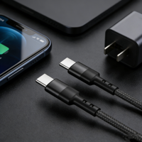 Kabel USB-C 60W dengan Casing Aluminium Alloy, Konektor Berlapis Nikel, Pengisian Cepat 3A, Konduktor Tembaga Murni, Jalinan Nilon, untuk Printer Data