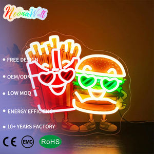 Letrero LED <span class=keywords><strong>de</strong></span> Neón con Impresión UV <span class=keywords><strong>de</strong></span> Hamburguesa y Papas Fritas, Decoración <span class=keywords><strong>de</strong></span> Pared con Alimentación USB para Cocina, Cafetería, Restaurante y Cuarto <span class=keywords><strong>de</strong></span> Hombre - Product Image 1