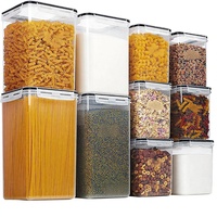 Vtopmart Lot de 10 Contenants Rectangulaires en Plastique Sans BPA pour Farine et Sucre, Grands Bocaux Hermétiques de Qualité Alimentaire Non Toxiques avec Couvercles