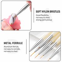 Kit de pinceaux liner à ongles en nylon doux blanc crème multi-longueurs pour dessin de lignes fines et de rayures, service OEM