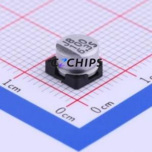 ตัวเก็บประจุแบบอิเล็กโทรไลต์อะลูมิเนียม SMD รุ่น VSS101M0JTR-0604, ขนาด D6.3xL4.5 มม. 100uF 20% 6.3V 6.3 มม. - Product Image 1