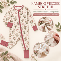 Combinaison Bébé Écologique Douce en Viscose de Bambou avec Fermeture Éclair Bidirectionnelle Respirante Unisexe OEM à Pieds Intégrés Personnalisable Style Vintage Été