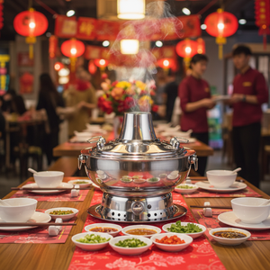 Olla Eléctrica Tradicional <span class=keywords><strong>China</strong></span> de Acero Inoxidable con Quemador de Carbón, Olla Tailandesa Shabu Shabu - Product Image 1