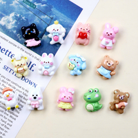 Collection d'animaux miniatures tout-en-un en résine crème, accessoires pour la technique de goutte d'huile DIY pour coques de téléphone et pinces à cheveux