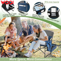 Chaise de camping pliable WOQI avec table latérale intégrée et sac isotherme, chaise de réalisateur pour le camping/la randonnée/le trekking