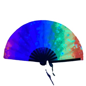 Abanico Plegable Grande para Fiestas, Abanico con Bolsa de Tela, Abanico Holográfico UV Colorido para Hombres y Mujeres, Varillas de Bambú, Decorativo - Product Image 5