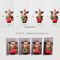 Ensemble de décorations de Noël en résine personnalisées en gros : Père Noël, Élan, Chien, Mini Maison, Décorations à suspendre pour sapin de Noël, Idéal pour les cadeaux de fêtes