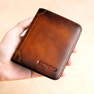 W003<span class=keywords><strong>กระเป๋า</strong></span>สตางค์หนังแท้แบบพับสามทบสำหรับผู้ชายวินเทจมีหลายช่องใส่ธนบัตรแบบพับสามทบคลิปใส่บัตรเครดิต - Product Image 2
