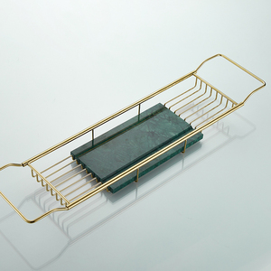 Plateau de <span class=keywords><strong>baignoire</strong></span> en acier inoxydable 2025 sur étagère de table de <span class=keywords><strong>baignoire</strong></span> avec côtés extensibles étagère antidérapante télescopique en marbre naturel - Product Image 3