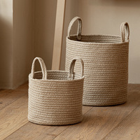 Panier de rangement et panier à linge en jute tissé à la main de style nordique pour vêtements et jouets