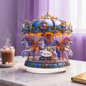 Pièce décorative en acrylique 2D Carrousel Rêveur Européen - Décoration de bureau pour une ambiance festive et apaisante - Product Image 2