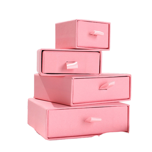 Simple Jewellery Packaging Drawer <b>Box</b> for Rings Earrings <b>Necklaces</b> Bracelets-Pink Cardboard Paper Jewellery <b>Gift</b> <b>Box</b> - Product Image 1