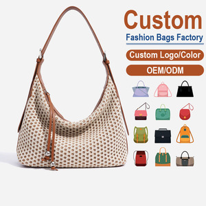 Handmade Woven Mesh Shoulder <b>Bag</b> Beige Textured Style Brown Edge Summer Anti-Theft <b>Waterproof</b> <b>Zipper</b> Hasp Closure - Product Image 1