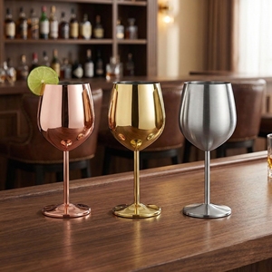 <span class=keywords><strong>Verre</strong></span> <span class=keywords><strong>à</strong></span> <span class=keywords><strong>vin</strong></span> rouge <span class=keywords><strong>à</strong></span> <span class=keywords><strong>pied</strong></span> haut en acier inoxydable 304 de 500 ml, plaqué cuivre, personnalisé en usine, or et argent, <span class=keywords><strong>à</strong></span> simple paroi - Product Image 5