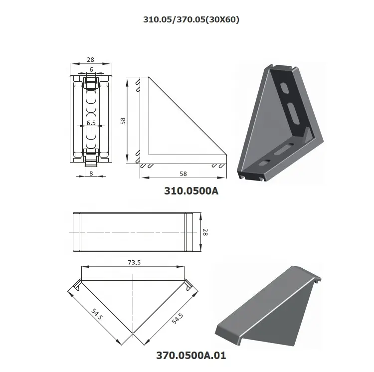 310.05/370.05 Factory geliefert 30x60 gut-made 90 grad aluminium profil winkel halterung mit ende abdeckung