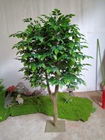 Arbre Artificiel Heureux en Pot, Plante Verte pour Décoration de Salon, Entrée, Bureau, Maison d'Hôtes, Table ou Sol