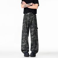 Pantalon de travail cargo décontracté pour homme, coupe droite, camouflage, streetwear, coupe bootcut, léger et lavable