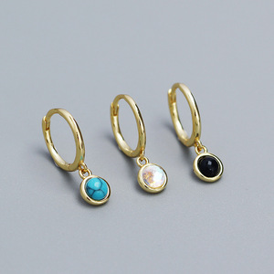 Bijoux de mode fins Boucles <span class=keywords><strong>d</strong></span>'oreilles en <span class=keywords><strong>argent</strong></span> 925 Plaqué or 18 carats Agate clair de lune <span class=keywords><strong>Turquoise</strong></span> Bleu Boucles <span class=keywords><strong>d</strong></span>'oreilles en <span class=keywords><strong>argent</strong></span> sterling pour femmes - Product Image 3