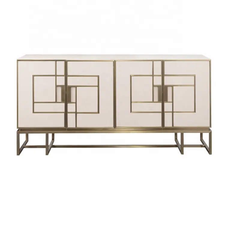 Итальянская мебель для дома, современный шкаф, белая кожа, нержавеющая сталь, боковая доска для гостиной